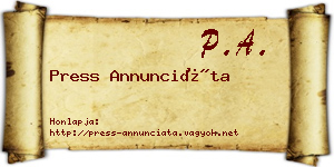 Press Annunciáta névjegykártya